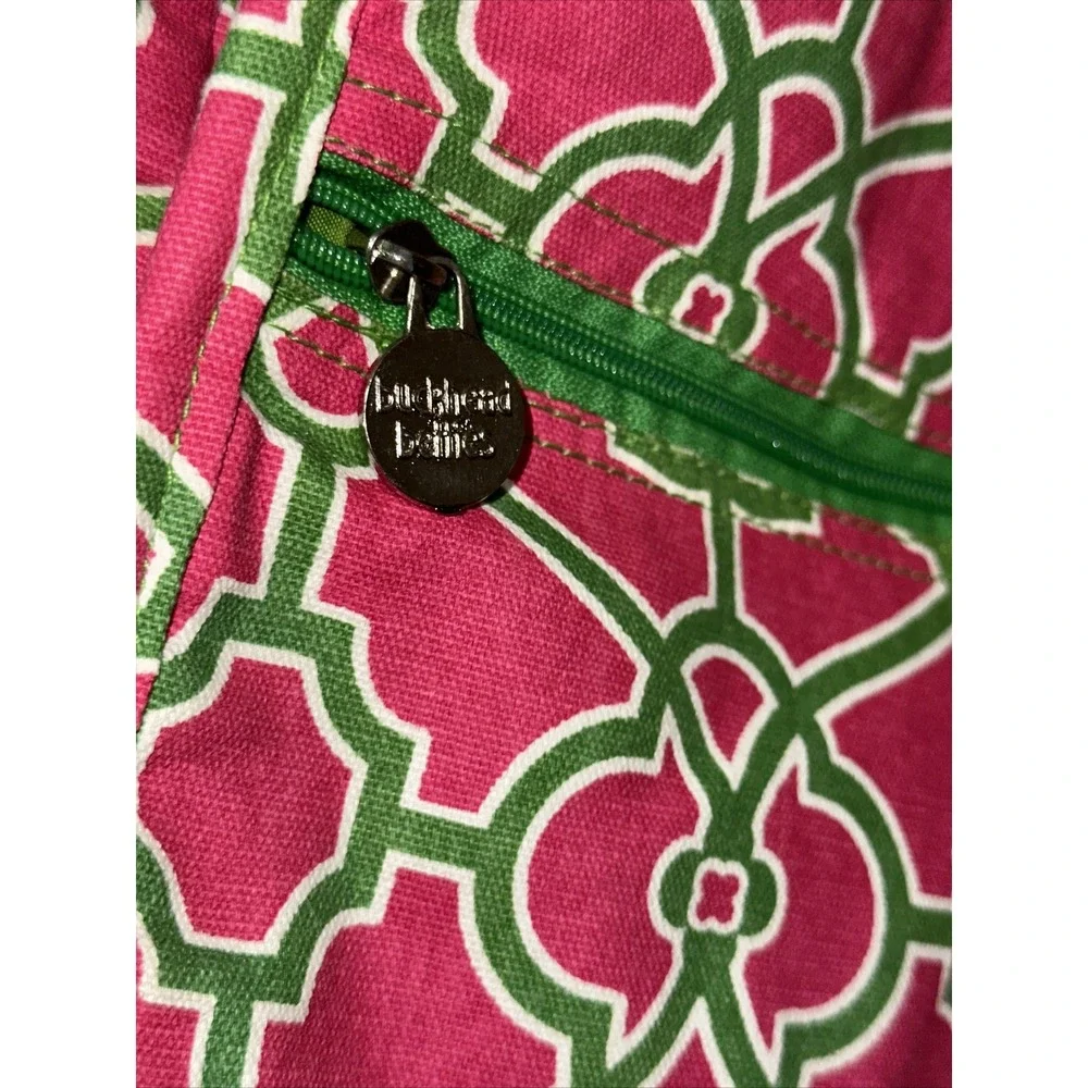 Buckhead Betties Pink Green Geometric Canvas Messenger Crossbody Bag NWT